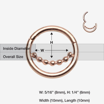 Detail View 1 of Rose Gold Bali Beads Accent Clicker Hoop Ring